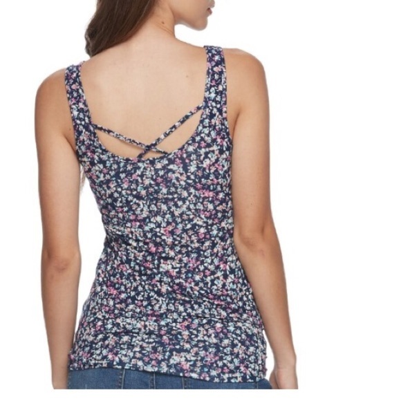 SO L floral tank NWT reversible criss cross - Picture 10 of 16